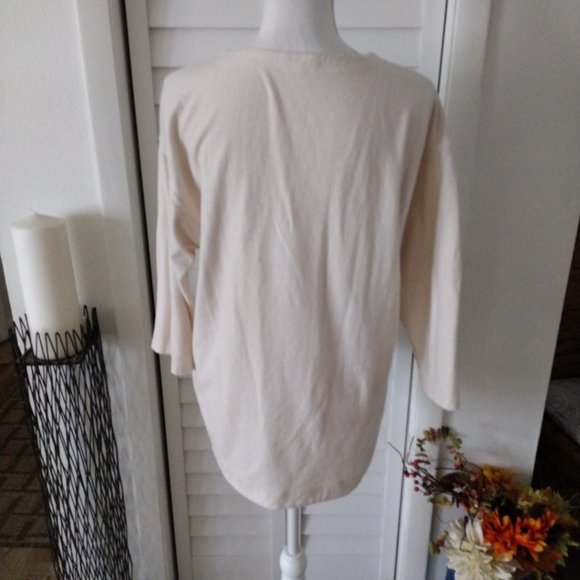 MADEWELL Cream 3/4 Sleeve Cotton-Blend Women's Libra Lace-Up Tee‎ Size M - Picture 8 of 10